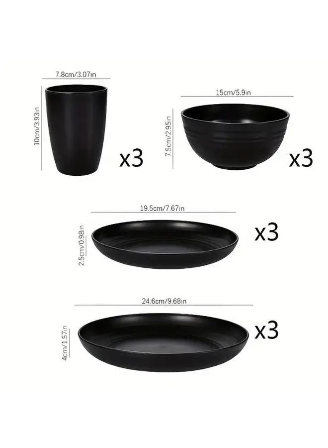 12pcs Durable PP Tableware Set Shatterproof Reusable Dishwasher Microwave Safe - Image 3